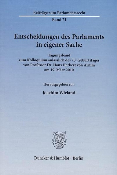Entscheidungen des Parlaments in eigener Sache
