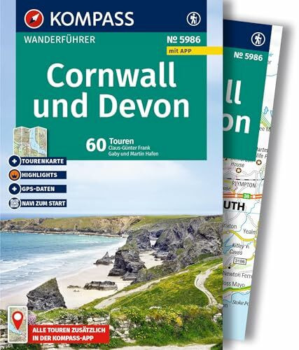 KOMPASS Wanderführer Cornwall und Devon, 60 Touren mit Extra-Tourenkarte: mit Touren und GPS-Daten in der KOMPASS-App