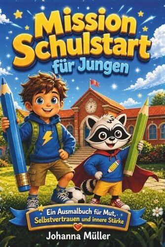 Mission Schulstart für Jungen: Ein Ausmalbuch für Mut, Selbstvertrauen und innere Stärke – perfektes Geschenk zur Einschulung