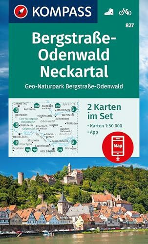 KOMPASS Wanderkarten-Set 827 Bergstraße-Odenwald, Neckartal, Geo-Naturpark Bergstraße-Odenwald (2 Karten) 1:50.000: inklusive Karte zur offline Verwendung in der KOMPASS-App. Fahrradfahren.