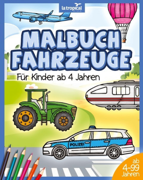 Malbuch Fahrzeuge für Kinder ab 4 Jahren