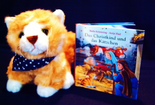 Das Christkind und das Kätzchen & kleine Plüschkatze