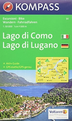 Kompass Karten, Lago di Como, Lago di Lugano: Wanderkarte mit Aktiv Guide dt. /ital. und Radrouten. GPS-genau. 1:50000 (KOMPASS Wanderkarte, Band 91)
