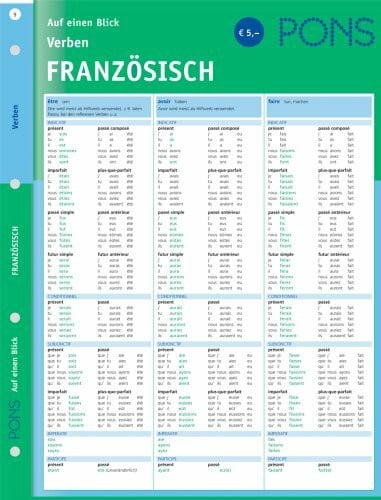 PONS Verben auf einen Blick Französisch: kompakte Übersicht, Verbformen und Konjugationen nachschlagen (PONS Auf einen Blick)