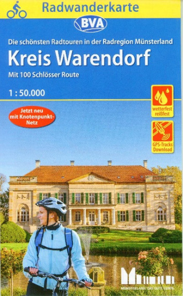 Radwanderkarte BVA Radregion Münsterland Kreis Warendorf mit 100 Schlösser Route 1:50.000, reiß- und wetterfest, GPS-Tracks Download