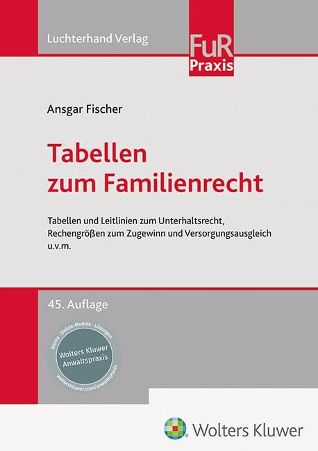 Tabellen zum Familienrecht: Tabellen und Leitlinien zum Unterhaltsrecht, Rechengrößen zum Zugewinn und Versorgungsausgleich u.v.m. Tabellen zum Familienrecht: Tabellen und Leitlinien zum Unterhaltsrecht, Rechengrößen zum Zugewinn und Versorgungsausgleich u.v.m.