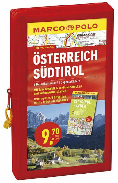 MARCO POLO Kartenset Österreich, Südtirol 1:200 000: Mit landschaftlich schönen Strecken und Sehenswürdigkeiten Erdgas-Tankstellen Extra Cityguide mit ... Salzburg, Wien (MARCO POLO Karten 1:200.000)