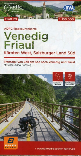 ADFC-Radtourenkarte 29 Venedig, Friaul - Kärnten West, Salzburger Land Süd, 150.000
