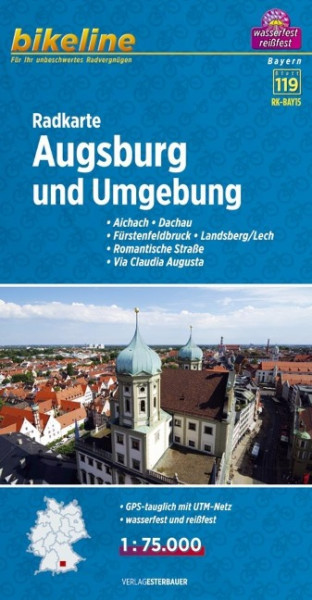 Bikeline Radkarte Deutschland Augsburg und Umgebung 1 : 75 000