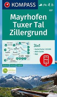 KOMPASS Wanderkarte 037 Mayrhofen, Tuxer Tal, Zillergrund 1:25.000