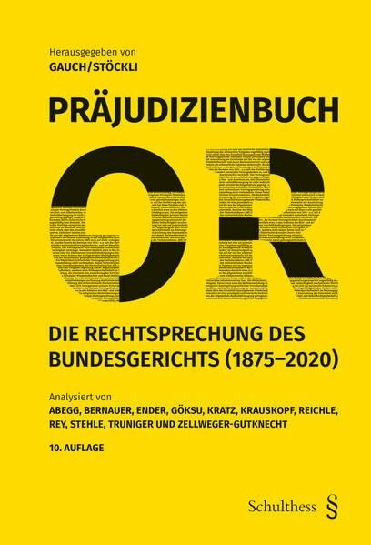 Präjudizienbuch OR: Die Rechtsprechung des Bundesgerichts (1875-2020)