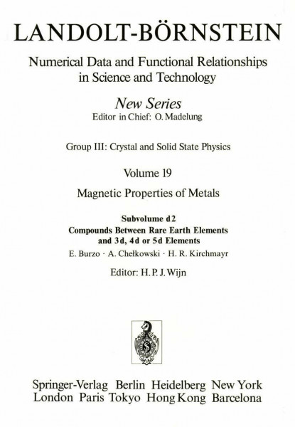 Compounds Between Rare Earth Elements and 3d, 4d, or 5d Elements / Verbindungen von Seltenen Erden mit 3d-, 4d- und 5d-Elementen (Condensed Matter)