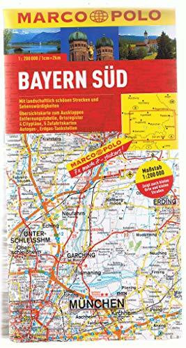 MARCO POLO Karte Bayern Süd 1:200.000: Mit landschaftlich schönen Strecken und Sehenswürdigkeiten. Übersichtskarte zum Ausklappen, Entfernungstabelle, ... (MARCO POLO Karten 1:200.000)