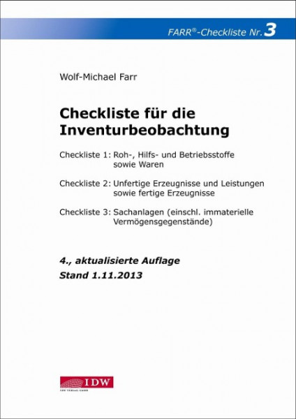 Checkliste 3 für die Inventurbeobachtung