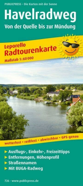 Publicpress Leporello Radtourenkarte Havelradweg, Von der Quelle bis zur Mündung 1:60.000: Leporello Radtourenkarte mit Ausflugszielen, Einkehr- & ... 1:60000 (Leporello Radtourenkarte: LEP-RK)