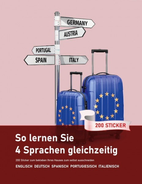 So lernen Sie 4 Sprachen gleichzeitig: 200 Vokabeln zum bekleben der Wohnung auf Englisch, Spanisch, Portugiesisch und Italienisch