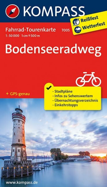 Fahrrad-Tourenkarte Bodenseeradweg: Fahrrad-Tourenkarte. GPS-genau. 1:50000. (KOMPASS-Fahrrad-Tourenkarten, Band 7005)