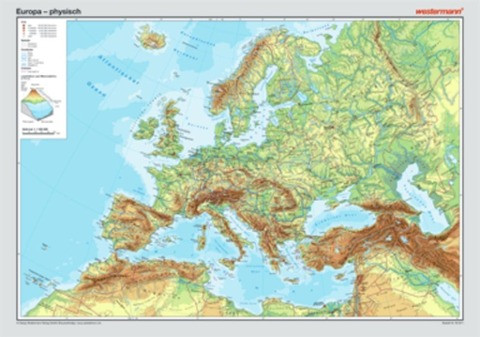 Posterkarten Geographie: Europa: physisch