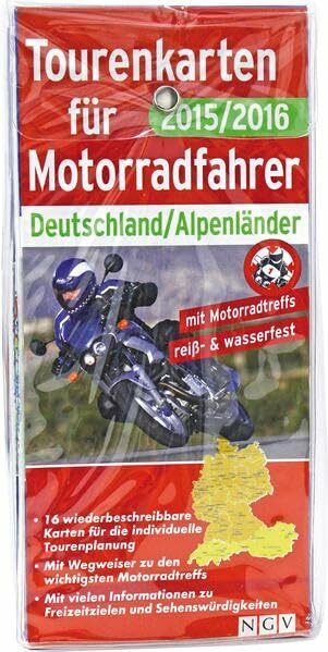 Tourenkarten für Motorradfahrer Deutschland/Alpenländer 2015/2016: 16 wiederbeschreibbare Karten für die individuelle Tourenplanung: 16 ... und Sehenswürdigkeiten. Reiß- und wasserfest