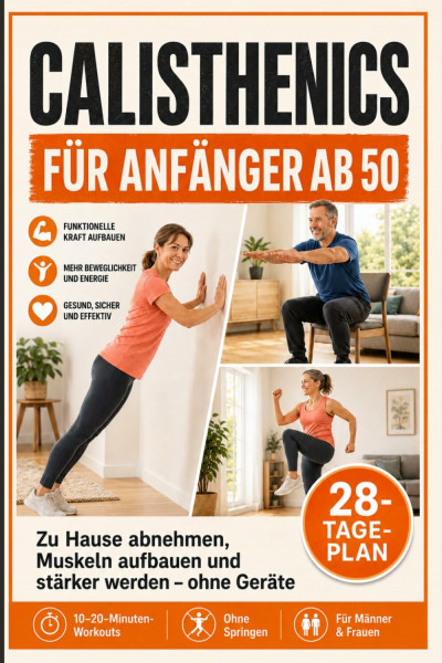 CALISTHENICS FÜR ANFÄNGER AB 50: Zu Hause abnehmen, Muskeln aufbauen und stärker werden – ohne Geräte. Mit 28-Tage-Plan, 10–20-Minuten-Workouts und Übungen ohne Geräte, Springen und Studio