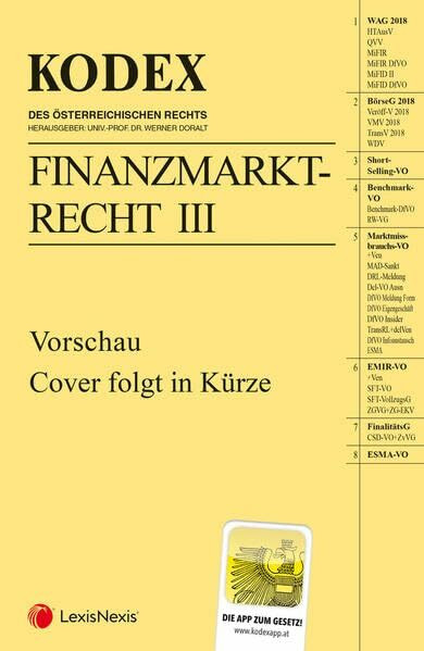 KODEX Finanzmarktrecht Band III 2025/26: WAG/BörseG/EMIR/MAR/MAD