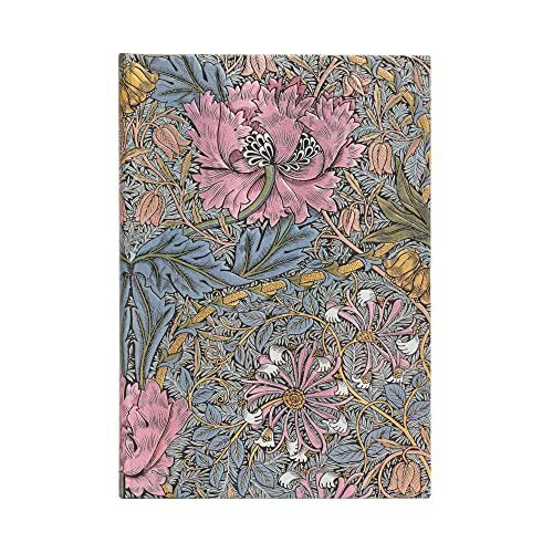 Morris Pink Honeysuckle (William Morris) Midi Lined Hardcover Journal: Hardcover, 120 gsm, ribbon marker, memento pouch, elastic closure, book edge printing