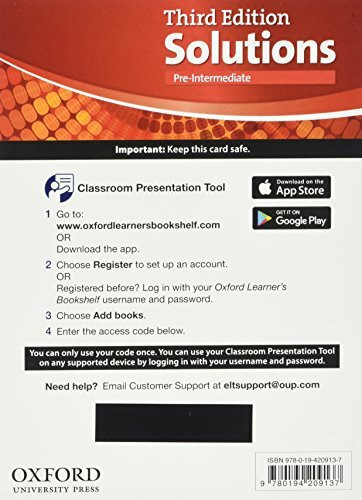 Solutions: Pre-intermediate Students Book & Workbook Complete Access Card Pack