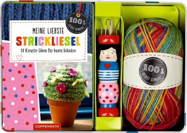 Meine liebste Strickliesel: 10 Kreativ-Ideen für bunte Schnüre. Enthält: Buch, Strickliesel und Nadel aus FSC-Holz und verschiedenfarbigem Wollknäuel (50 g; 100 % Acryl)