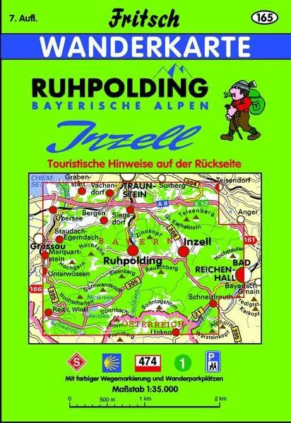 Ruhpolding-Inzell: Bayerische Alpen. Wanderkarte. Mit farbiger Wegemarkierung und Wanderparkplätzen (Fritsch Wanderkarten 1:35000)