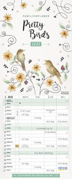 Familienplaner Pretty Birds 2022