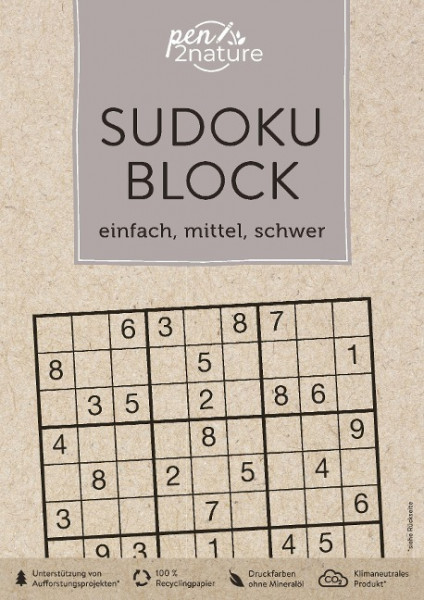 Sudoku-Block . einfach, mittel, schwer