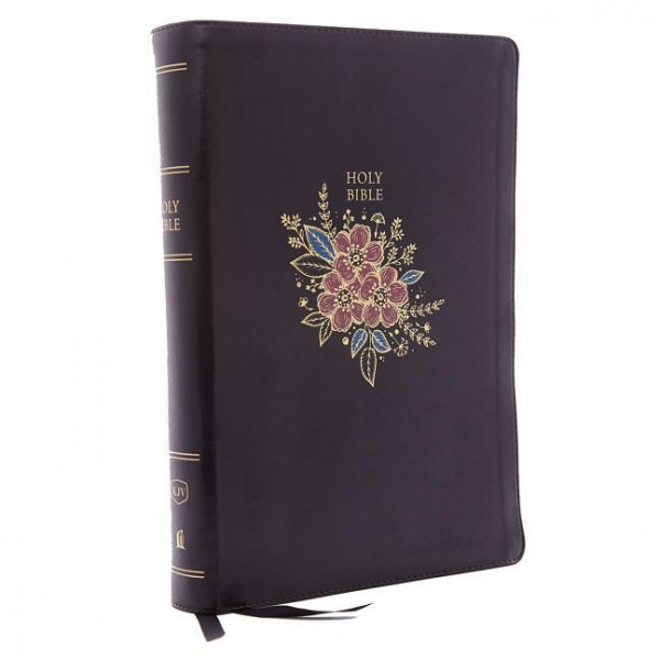 KJV, Deluxe Reference Bible, Super Giant Print, Leathersoft, Black Floral, Red Letter, Comfort Print