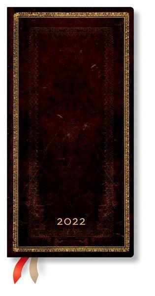 Schwarzes Marokkoleder 12-Monatskalender 2022 Schlank Horizontal