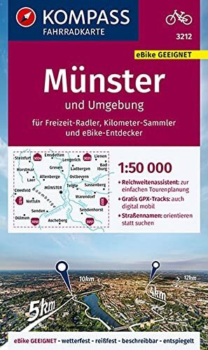 KOMPASS Fahrradkarte 3212 Münster und Umgebung 1:50.000: reiß- und wetterfest