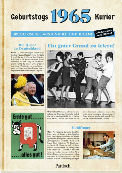 1965 - Geburtstagskurier: Druckfrisches aus Kindheit und Jugend | Zum 60. Geburtstag (Geburtstags-Zeitung)