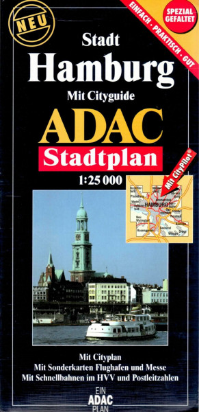 ADAC Stadtpläne, spezialgefaltet, Hamburg: Mit Cityguide. Mit Citypln. u. Durchfahrtspl. Mit Verkehrslinienpl. Mit Flughafen- u. Messepl. Mit Postleitzahlen (ADAC Stadtplan spezialgefaltet)