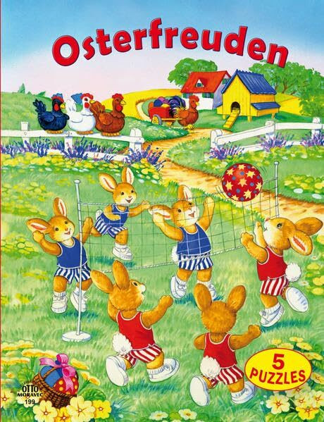 Osterfreude-Puzzlebuch wattierter Cover: 5 Puzzles mit je 12 Teilen
