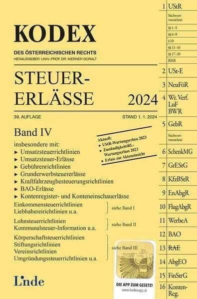 KODEX Steuer-Erlässe 2024, Band IV (Kodex des Österreichischen Rechts)