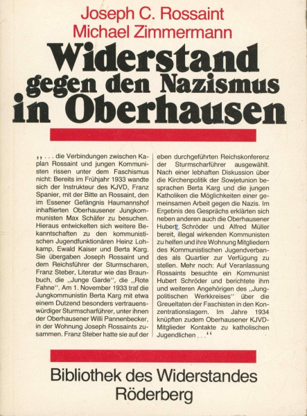 Widerstand gegen den Nazismus in Oberhausen. Bibliothek des Widerstandes.