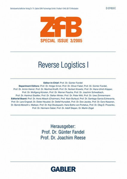 Reverse Logistics I (ZfB Special Issue)
