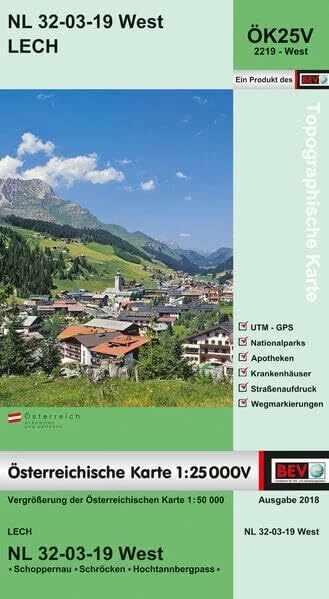 BEV-Karte 2219-West, Lech 1:25 000V: NL 32-03-19 West