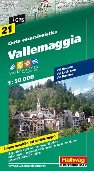 Vallemaggia Wanderkarte Nr. 21, 1:50 000: Val Bavona, Val Lavizzara, Val Rovana: Val Bavona, Val Lavizzara, Val Rovana. Carta escursionistica. Wasser- ... GPS (Hallwag Wanderkarten, Band 21)