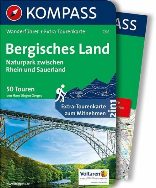 KOMPASS Wanderführer Bergisches Land, Naturpark zwischen Rhein und Sauerland: Wanderführer mit Extra-Tourenkarte 1:75.000, 50 Touren, GPX-Daten zum Download