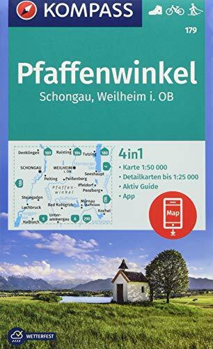 KOMPASS Wanderkarte Pfaffenwinkel, Schongau, Weilheim i. OB: 4in1 Wanderkarte 1:50000 mit Aktiv Guide und Detailkarten inklusive Karte zur offline ... Langlaufen. (KOMPASS-Wanderkarten, Band 179)