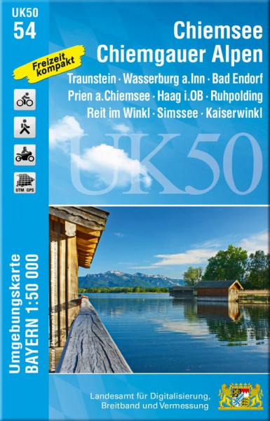 UK50-54 Chiemsee, Chiemgauer Alpen: Traunstein, Wasserburg a.Inn, Bad Endorf, Prien a.Chiemsee, Haag i.OB, Ruhpolding, Reit im Winkl, Simssee, ... Karte Freizeitkarte Wanderkarte)