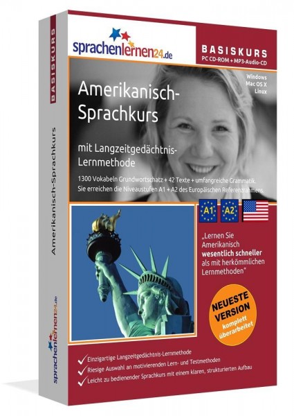 Sprachenlernen24.de Englisch für Amerika-Basis-Sprachkurs. CD-ROM für Windows Vista; XP; NT; ME; 200