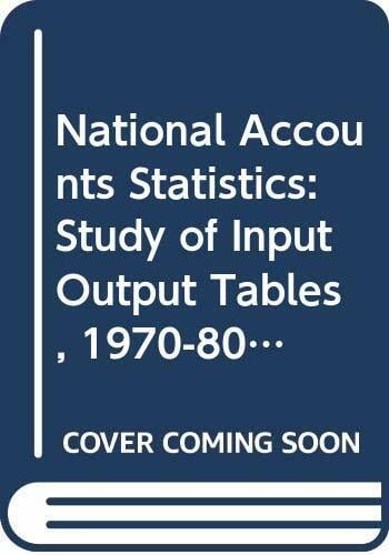 National Accounts Statistics: Study of Input Output Tables, 1970-80/E86.Xvii.15 National Accounts Statistics: Study of Input Output Tables, 1970-80/E86.Xvii.15