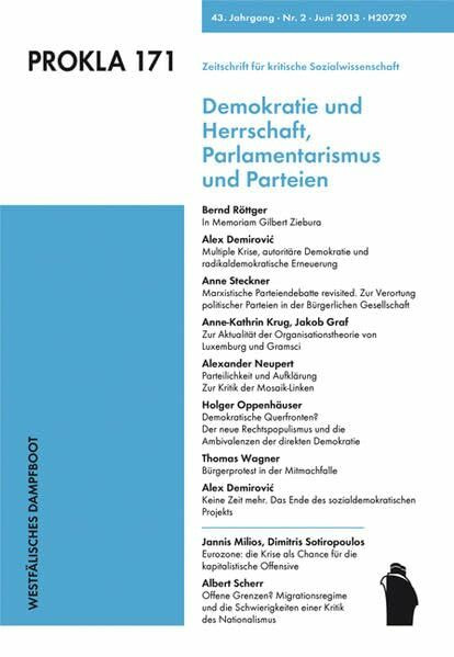 171: Demokratie und Herrschaft, Parlamentarismus und Parteien (PROKLA / Zeitschrift für kritische Sozialwissenschaft)