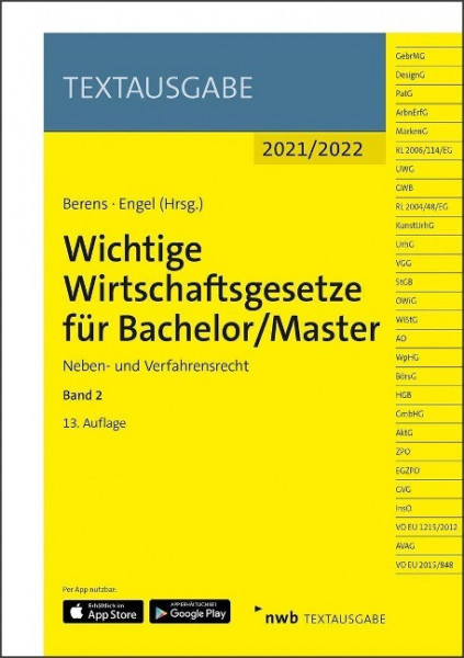 Wichtige Wirtschaftsgesetze für Bachelor/Master, Band 2