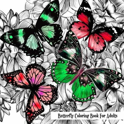 Butterfly Coloring Book For Adults: Large Print Butterflies & Flowers Coloring Book for Adults (Easy Coloring Books for Adults)